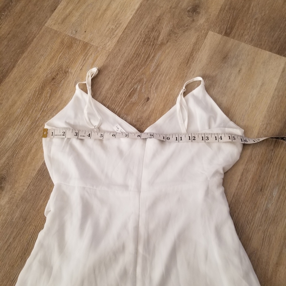 Lucy In The Sky White Ruffle Wrap Mini Dress Size Medium - Picture 11 of 12